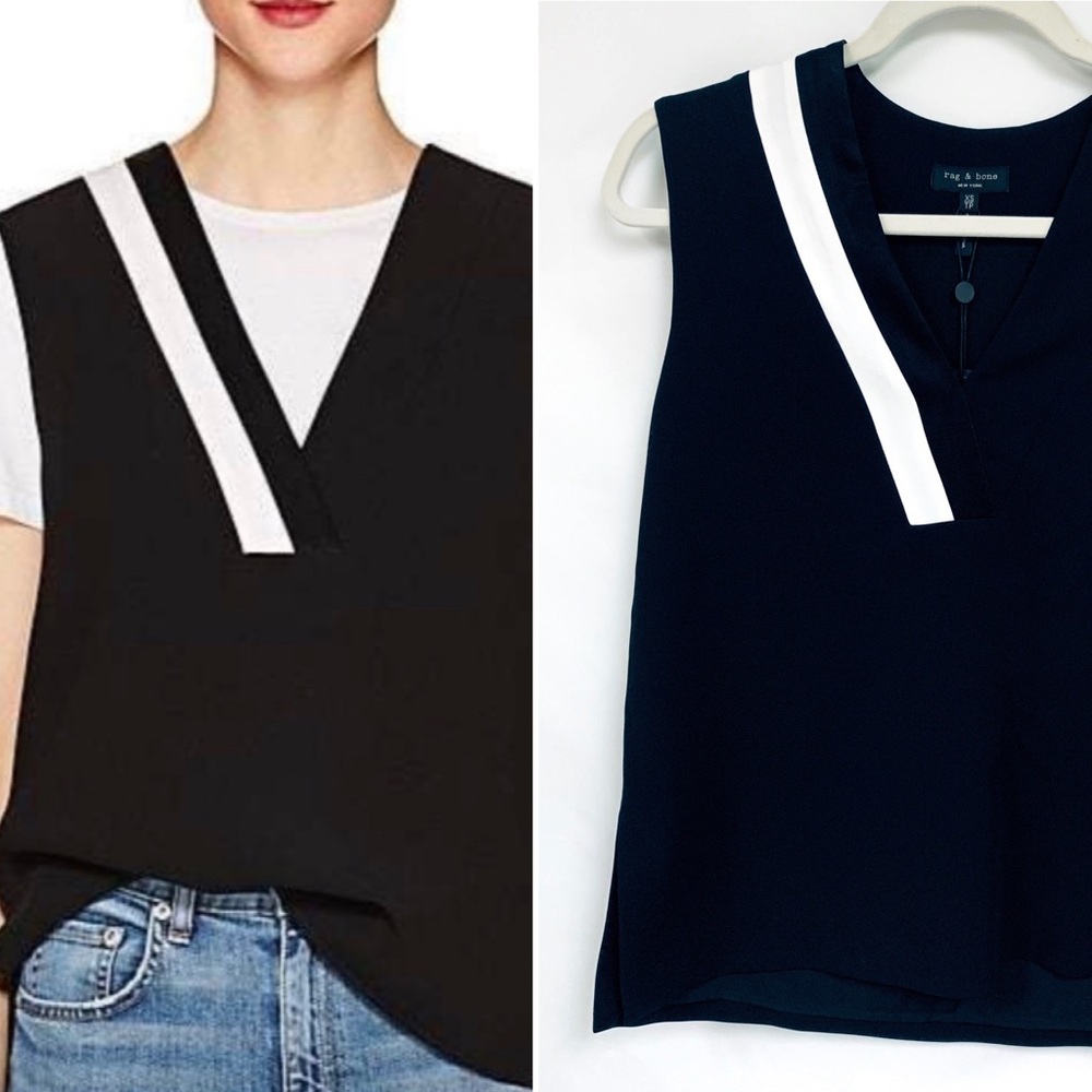rag & bone Lodwick Top black white design size XS - Picture 2 of 8
